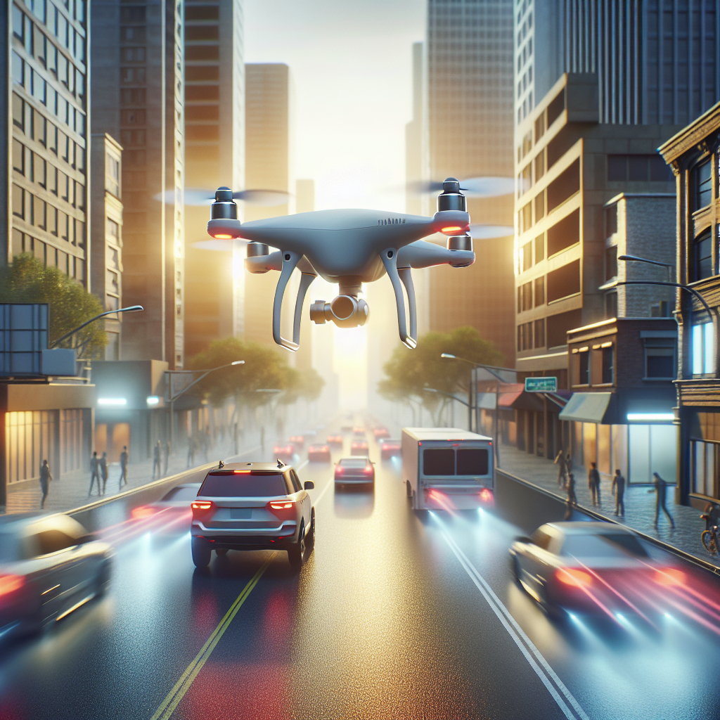 flying drone in urban areas