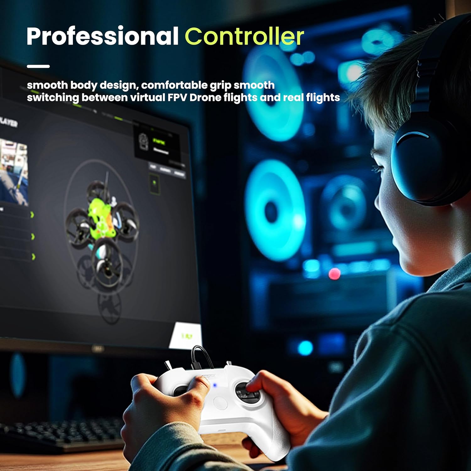 1780886673_386_FLYDrone-S8-FPV-Simulator-Controller-White FLYDrone S8 FPV Simulator Controller, White