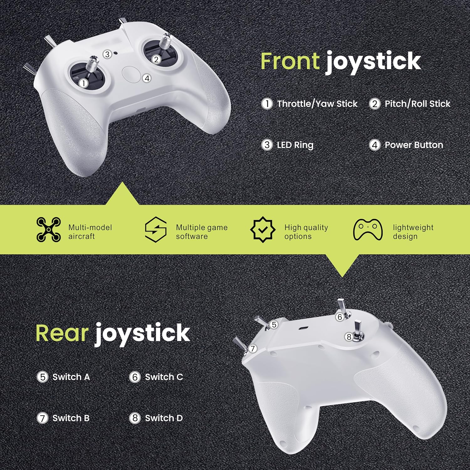 1780886674_721_FLYDrone-S8-FPV-Simulator-Controller-White FLYDrone S8 FPV Simulator Controller, White